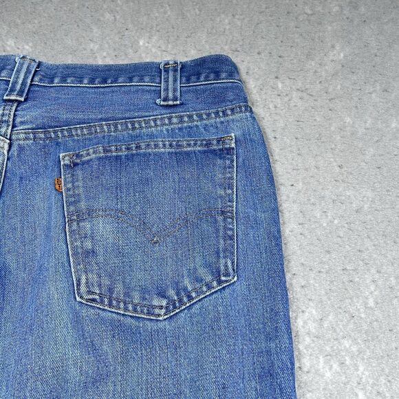Vintage 1970s Levis 517 Jeans Mens Size 36 Blue Denim Jeans Orange Tab Pockets - Picture 11 of 16